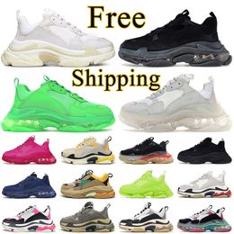 2023 triple s designer casual shoes luxury platform sneakers clear sole black white pink Neon Green Fluo Yellow mens outdoor sneaker trainers