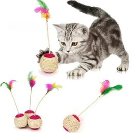 Dog Toys Chews Cat Toy Sisal Scratching Ball Training Interactive for Kitten Pet Supplies Feather 231123