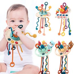 New Montessori Pull String Sensory Toys Baby 6 12 Months Silicone Activity Toys Development Educational Toys For Baby 1 to 3 Years