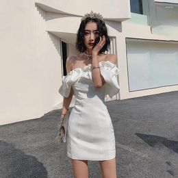 Party Dresses White Boat Neck Evening Dress Simple Elegant Zipper Back Knee-Length Short Sleeves Sexy Mermaid Woman Formal Gown A2542