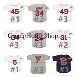 guanghong David Ortiz 2004 World Series Baseball Jersey Manny Jason Varitek Dustin Pedroia Trot Nixon Garciaparra Mike Lowell Pedro Rare