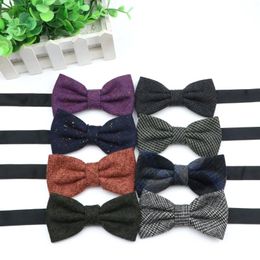 Bow Ties Wool Cotton Tie Plaid Butterfly Red White Solid Colour Corbata Slim Necktie Cravat Clothing Accessories For Man