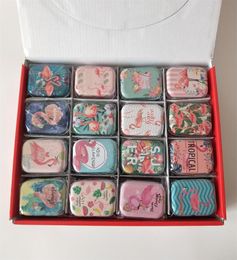 32pcslot Collectables Tin Boxes Small Mini Tin Box Whole Metal Storage tins Candy Box Flamingos Pattern1897603