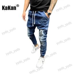 Men's Jeans Kakan - New Casual Sports Big Pocket Pants Skinny Jeans for Men Grey Dark Blue Long Jeans K39-1516K166 T231123