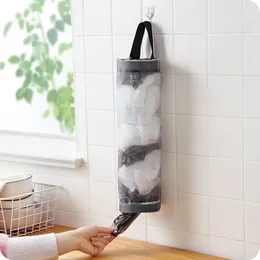 Storage Bags Home Grocery Bag Wall Mount Mesh Plastic Dispenser Hanging Reused Pouch Trash Kitchen Garbage Org