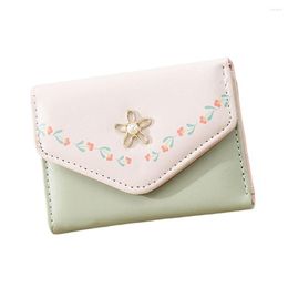 Wallets Floral Colorblock Snaps Wallet With Po Space Ultra-thin Large Capacity Card Box Money Storage Supplies