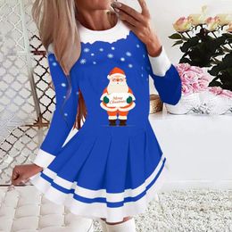 Casual Dresses Women Fashion Christmas Print Long Sleeve Round Neck Dress Ladies Dressed To The Tens Jacket Work For