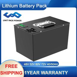 72V 80AH Rechargeable Lithium Battery Pack Scooter Ebike Battery 52V 60V 50AH Built-in BMS for Electric Bicycle Inverter RV EV