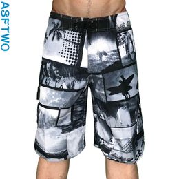 Men's Fashion Quick Dry Swim Shorts Summer Swimwear Trunks Beach Board with Pockets Swimsuit Beachwear Print Boxer Pants Bottoms