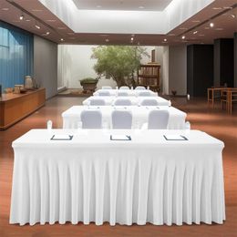 Table Skirt White Cloth For Rectangle Wrinkle-Resistant Washable Tablecloth High Top Bar Wedding Party Events