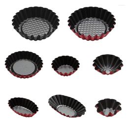 Baking Moulds 6pcs Non-stick Mini Flower Carbon Steel Egg Tart Pan Mold Reusable Cupcake Muffin Cup C7AD