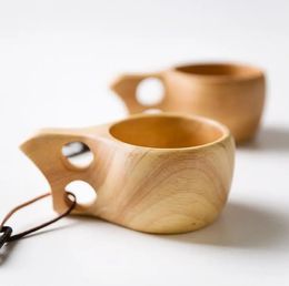 Kuksa Cup New Finland Handmade Portable Wooden Cup for Coffee Milk Water Mug Tourism Gift dh976