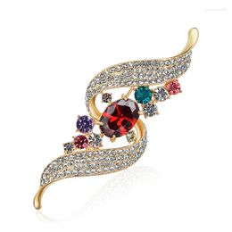 Jewellery Pouches 3pcs Colourful Leaf Look Design Alloy Crystal Diamond Brooch Pins For Women Fashion Crafts Dress