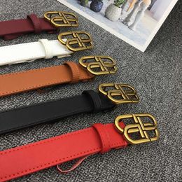 Belt Designer New Fashion women's leather smooth buckle letter perforated simple trend with dress cow trouser belt