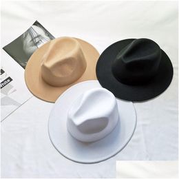 Stingy Brim Hats Felt Fedora Hats Mens Womens Hat Women Men Fedoras Bk Woman Man Jazz Panama Cap Female Male Caps Fashion Accessories Dhzq6