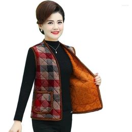 Women's Vests Middle-Aged Elderly Women's Cotton Vest Coat Autumn Winter Jacket Sleeveless Add Velvet Warm Waistcoat Female Overcoat 5XL