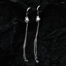 Hoop Earrings Brand Genuine Luxury Real Jewels E6046 Korean Edition Exquisite Tassel Premium Sense Small Chain S925 Pure Silver Ear B