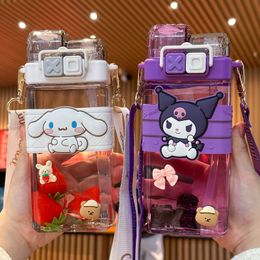 bottles Cinnamoroll Rabbit Poppurin Pochacco Cartoon Double Drinking Cup Water Bottle Anime Plush Toy Girl Gift