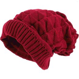 Berets Stylish Women Hat Simple Warmer Cold Protection Creative Outdoor Knitted For Lady Girls (Red)