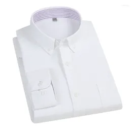 Men's Dress Shirts Designer Clothes Men Shirt Long Sleeve Luxury Oxford Cotton White For Social Single Pocket Regular-Fit