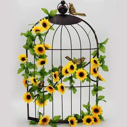 Decorative Flowers 2.5M Artificial Sunflowers Fake Hanging Vine Garlands Home Office Garden Outdoor Wall Greenery Marriage Party Decoration