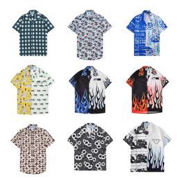 Designer Shirt Mens Button Up Shirts print bowling shirt Hawaii Floral Casual Shirts Men Slim Fit Short Sleeve Top M-3XL19 colors