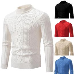 Men's Sweaters Autumn And Winter O-neck Pullover Warm Solid Colour Plaid Sweater Slim Jumper Knitwear Casual