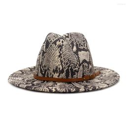 Berets Arrival Fashion Autumn Winter Snakeskin Pattern Fedora Top Jazz Hats Wide Brim For Woman