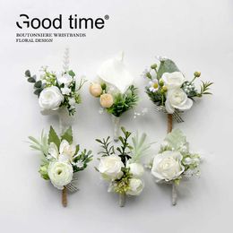 Other Fashion Accessories Gt corsages de seda boutonnieres casamento decorao rosa wris flores para convidados branco J230422