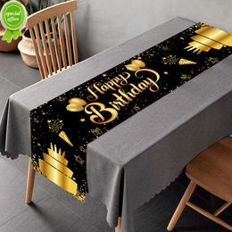 New Black Gold Birthday Table Runner 30 40 Birthday Tablecloth Balloon Party Decoration For Home Backdrop Wedding Adult Anniversary