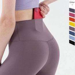 Active Pants Naked Feel Yoga Leggings With Pocket Trainning Exercise Tights Sports Women Fitness Gym Sport Legins