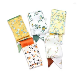 Scarves 2023 Summer Print Women Narrow Silk Scarf French Long Wrist Ribbon Small Headband Handle Bag Accessories