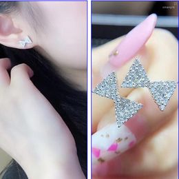 Stud Earrings Fancy Bow Shaped With CZ Crystal Temperament Sweet Women's Ear Piercing Accessories Statement Jewellery