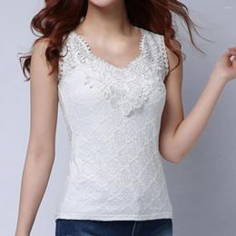 Women's Blouses Women Top Polyester Tank V Neck Anti-pilling Stylish Flower Embroidery Tracksuit