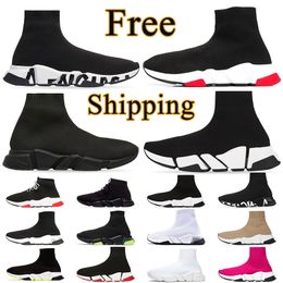 Sock shoes designer mens running shoes speed 1.0 2.0 trainers triple black white beige pink red Volt grey Lace-up Clear Sole outdoor sneakers