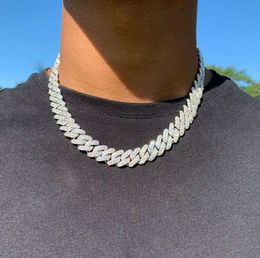 Designer Necklace 14mm Iced Cuban Link mens gold chain Prong Chain Necklace 14K White Gold Plated 2 Row Diamond Cubic Zirconia Jewellery 16inch-24inch Cuban04552
