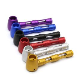 New aluminum alloy smoking pipe colorful tobacco hand pipes wax dry herb holder with glass tube cigarettes accessories