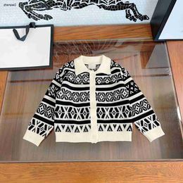 Luxury lapel baby cardigan Exquisite embroidery design child sweater Size 100-160 High quality Knitted kids Jacket Nov25