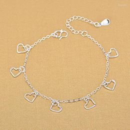 Link Bracelets Fresh Elegant Lovely Hollow Heart Charm For Women Silver Color Chain Jewelry Gifts