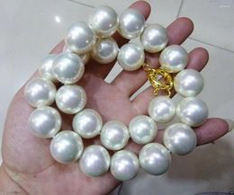 Pendants 18mm White Round Shell Pearl Necklace 18inch 18K Clasp Irregular Cultured Jewelry Wedding Classic Women Gorgeous