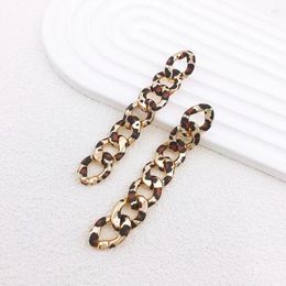 Dangle Earrings Punk Metal Thick Link Chain Leopard Print For Women Fashion Long Hollow-out Tassel Earring Modern Jewellery