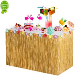 New Straw Color Luau Grass Table Skirt Straw Hawaiian Tiki Moana Theme Party Supplies for Tropical Hawaii Party Decorations