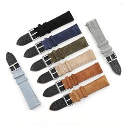 Watch Bands Retro Suede Leather Watchstrap High Quality Watchband 18mm 20mm 22mm 24mm Handmade Stitching Quick Release For Accessories