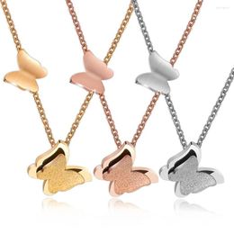 Pendant Necklaces 3 Colours Stainless Steel Butterfly Pendants For Women Ladies Charm Jewellery