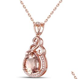 Pendant Necklaces Water Drop Rose Gold Chain Necklace Women Diamond Necklaces Wedding Jewelry Gift Will And Drop Delivery Jewelry Neck Dhqmr