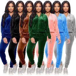 Womens Two Piece Pants Women Tracksuit Velvet Set Waman Hoodies Sweatshirt Sweatpants Joggers Sport Suits Femme Outfits Sweatsuits 231123