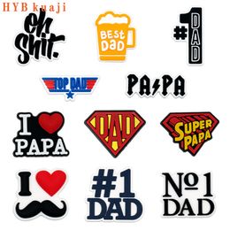 HYBkuaji father's day shoe charms wholesale shoes decorations shoe clips pvc buckles for shoes