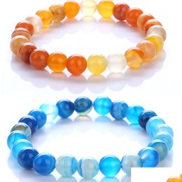 Beaded Colorf Agate Beaded Bracelet Strand Yellow Purple Gemstone Bracelets Fashion Women Jewellery Gift Will And Drop Delivery Jewellery Dhnk8