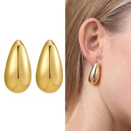 Dangle Earrings 2023 Gold Plated Metal Droplet Water Drop Women Girls Exaggerate Punk Stainless Steel Teardrop Stud Chunky Jewelry