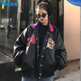 Women' Blends YICIYA Bomber Woman Varsity Jackte Leather Jacket PU Winter Coats Black Long Sleeves Jackets Fashion Unisex Coat 231123